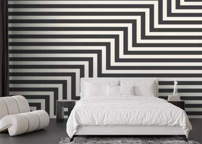 Abstract monochrome geometric art lines background. Optical illusion. Wall mural