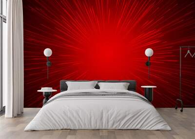 Abstract red background with burning lines. Wall mural