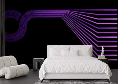 Art lines with circle in perspective, vector abstract background, optical illusion. Wall mural