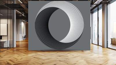 Black and white lines in circle abstract background. Yin and yang symbol. Dynamic transition illusion. Wall mural