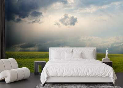 dramatic sky over field Wall mural