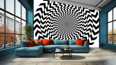 geometric optical illusion. white and black circle pattern Wall mural