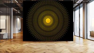 golden sun with radial line as icon or logo Wall mural