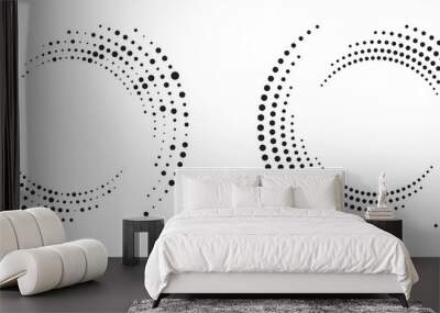 Modern abstract background. Halftone dots in circle form. Round logo. Vector dotted frame. Design element or icon. Wall mural