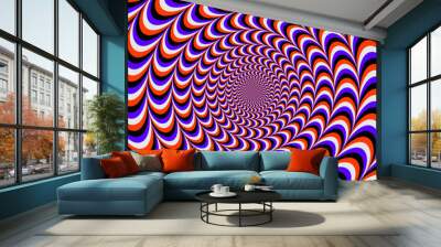 rounded color optical illusion. art psychedelic design. Wall mural