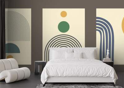 Set of abstract mid century posters composition vector design. Modern boho minimalist art. EPS10 vector illustration. Wall mural