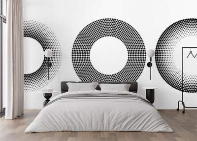 Set of halftone dots in circle form with different gradients. Wall mural