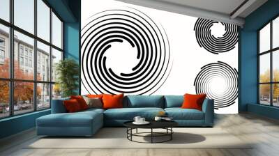 Set of spirals with lines as dynamic abstract vector background or logo or icon. Wall mural