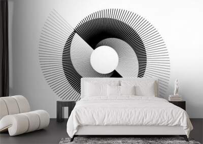 Spiral with lines as dynamic abstract vector background or logo or icon. Yin and Yang symbol. Wall mural