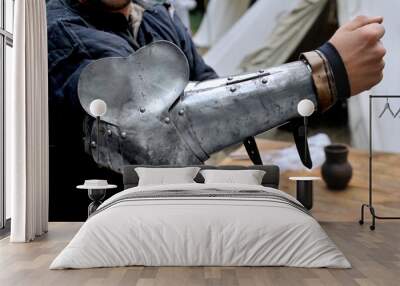 Metal armor for the protection of the hands of a medieval knight Wall mural