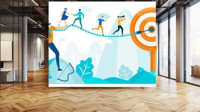 People Run to Goal, Leadership Practicing Skills. Wall mural