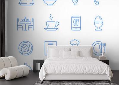 Restaurant related icons. Editable stroke. Thin vector icon set Wall mural