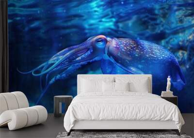 Squid Underwater Adventure in the Blue Ocean Sea World Wall mural