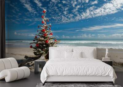 Summer Christmas in Australia: Coastal Holiday with Beach, Sand, and Surf Wall mural