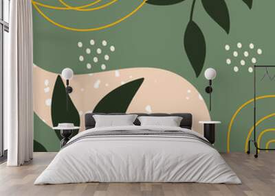 Autumn Floral Background With Abstract Shapes Wall mural