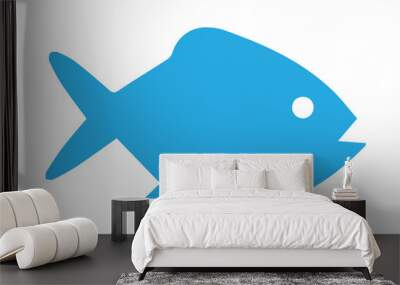 Blue Fish Icon. Vector illustration Wall mural