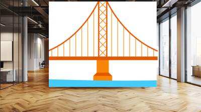 Bridge construction between two coasts flat icon Architecture element Wall mural