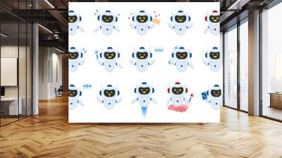 Chatbot set. Cartoon robot chat bots with different emotion for communication with service user Wall mural