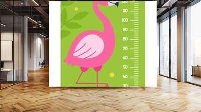 Childish Meter with flamingo Cartoon Animal. Vector illustration Wall mural