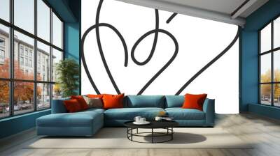 Continuous line art of heart Wall mural