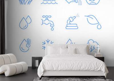 Water related icons. Editable stroke. Thin vector icon set Wall mural