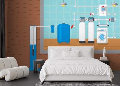 Water Supply and Purification System Illustration Wall mural