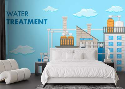 Water Treatment System Vector Banner with Text Wall mural