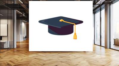 College cap, mortar board. Graduation cap, student hat hat with tassel icon. Education, degree ceremony concept. Icon Wall mural