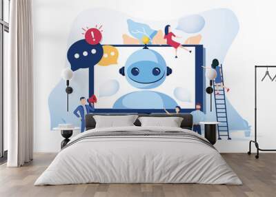 Concept Chatbot and future marketing concept, support for web page, social media. Vector illustration chatting with bot Wall mural