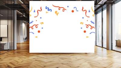 Confetti and carnival ribbon promotions celebration and events illustration set. Party, ribbon, decoration, pattern Wall mural