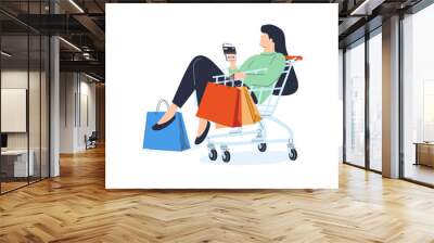 E-commerce concept illustrations. Set of flat design vector illustrations of men and women in various activities shop UI Wall mural