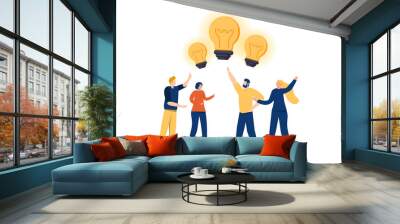 Sharing business ideas, collaboration meeting, sharing knowledge, teamwork or people thinking the same idea concept. Wall mural