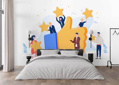 Vector illustration of a vote, measurement of customer satisfaction, star rating, satisfactory rating, hand show class Wall mural