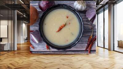 Traditional delicious Turkish soup , Mugla region ; Turkish name; Goce Tarhana Soup Wall mural