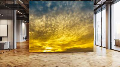 Beautiful twilight sky on early morning with yellow and blue sunlight Wall mural