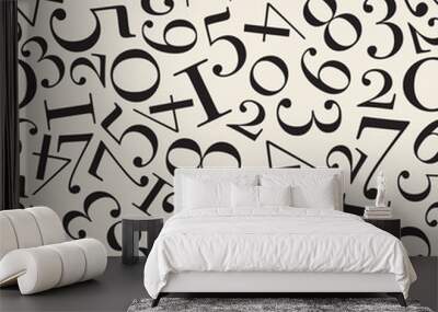 seamless  monochrome number pattern background , circle border Wall mural