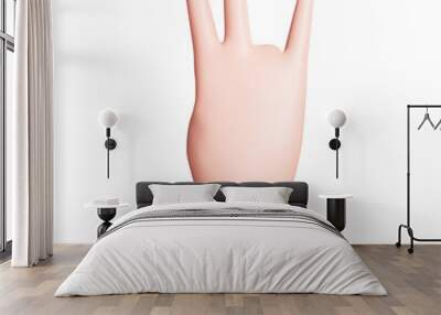 Seven Number gesture hand 3D icon in back view - White sticker style Wall mural