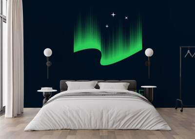 aurora logo illustration with green color and stars Wall mural