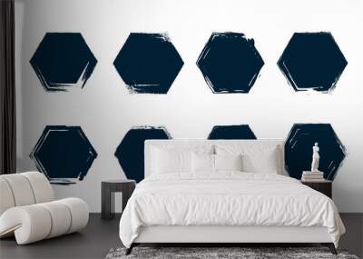 hexagon set abstract grunge flat vector Wall mural