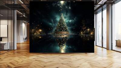 A magical beautiful Christmas tree. Wall mural