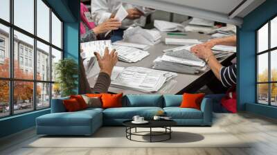 Workers count ballots during American election Wall mural