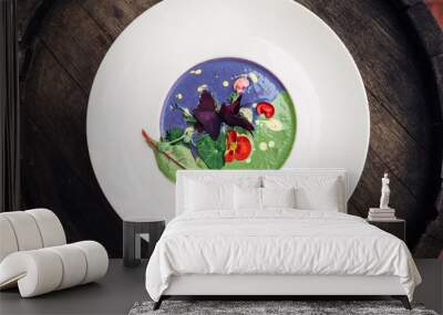 Beautiful and delicious avant-garde dish with different ingredie Wall mural