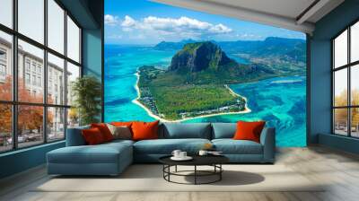 Aerial view of Mauritius island Wall mural