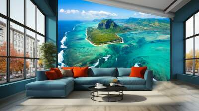 Aerial view of Mauritius island Wall mural