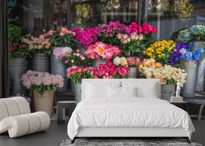 Photography of beautiful flowers on the street Wall mural