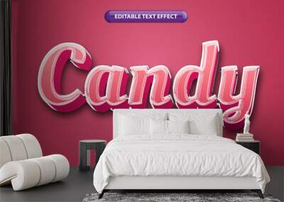 Candy editable text effect template, colorful pink gradient with glossy effect font style Wall mural