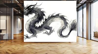 Watercolor dragon in Chinese traditional style with splash of paintings Wall mural