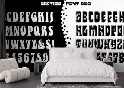 A duo of retro 1960s style alphabets, suitable for vintage style posters, album covers, stickers, etc. Wall mural