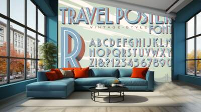 A Vector 3d Alphabet in the Style of Vintage Travel Posters Wall mural