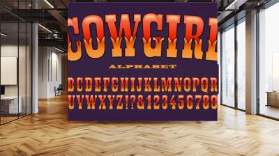 Cowgirl is a two toned western style alphabet with 3d effects Wall mural